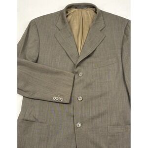 *Ermenegildo Zegna Traveller Gaberdine Wool Sport Coat Brown Patch Pockets 44R